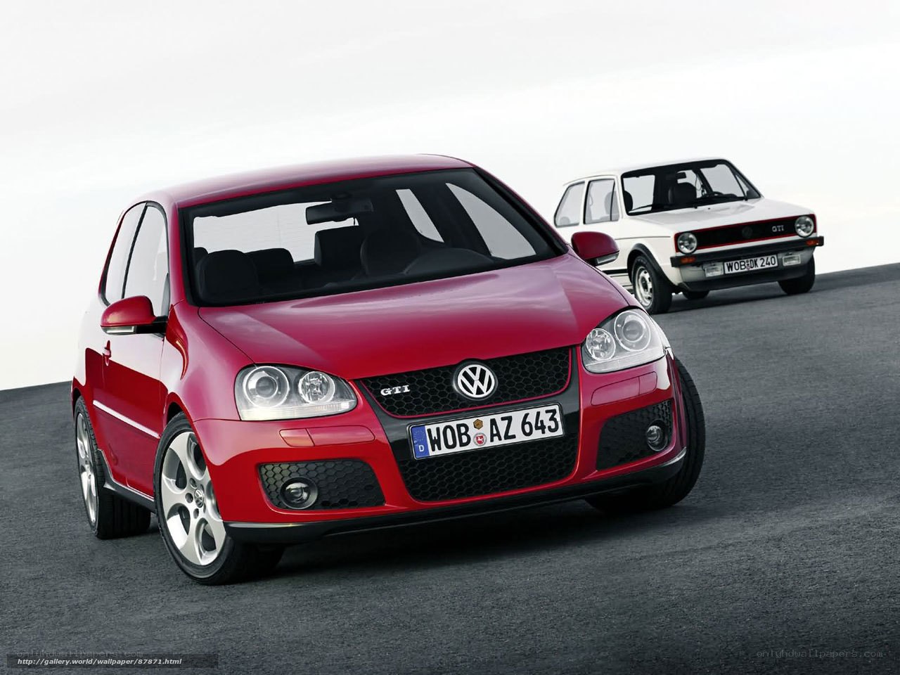 Red Volkswagen GTI with classic model