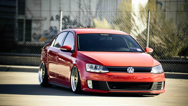 Red Volkswagen Jetta — Dramatic