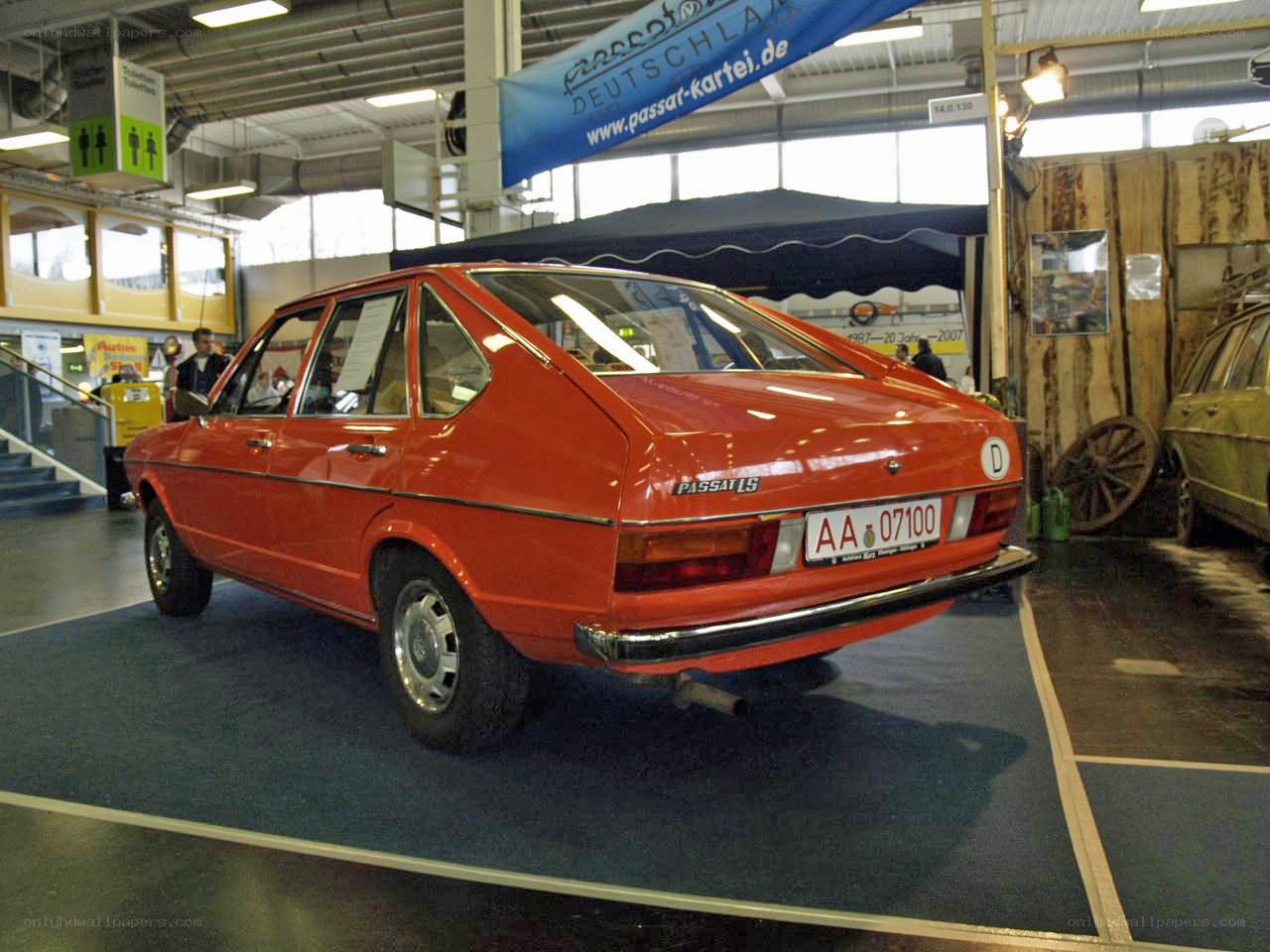 Red Volkswagen Passat on display