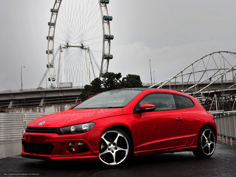 Red Volkswagen Scirocco — Dramatic