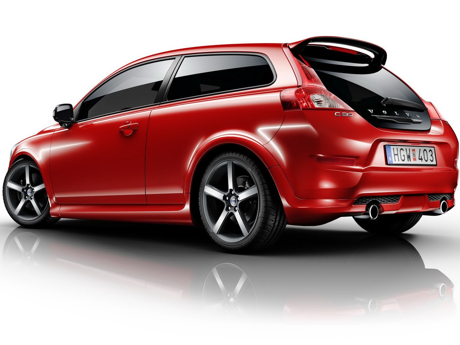 Red Volvo C30 hatchback