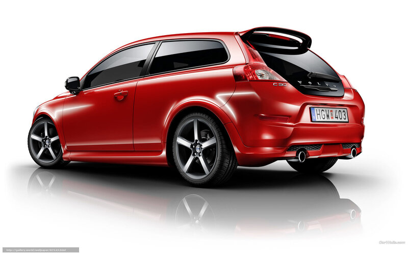 Red Volvo C30 hatchback