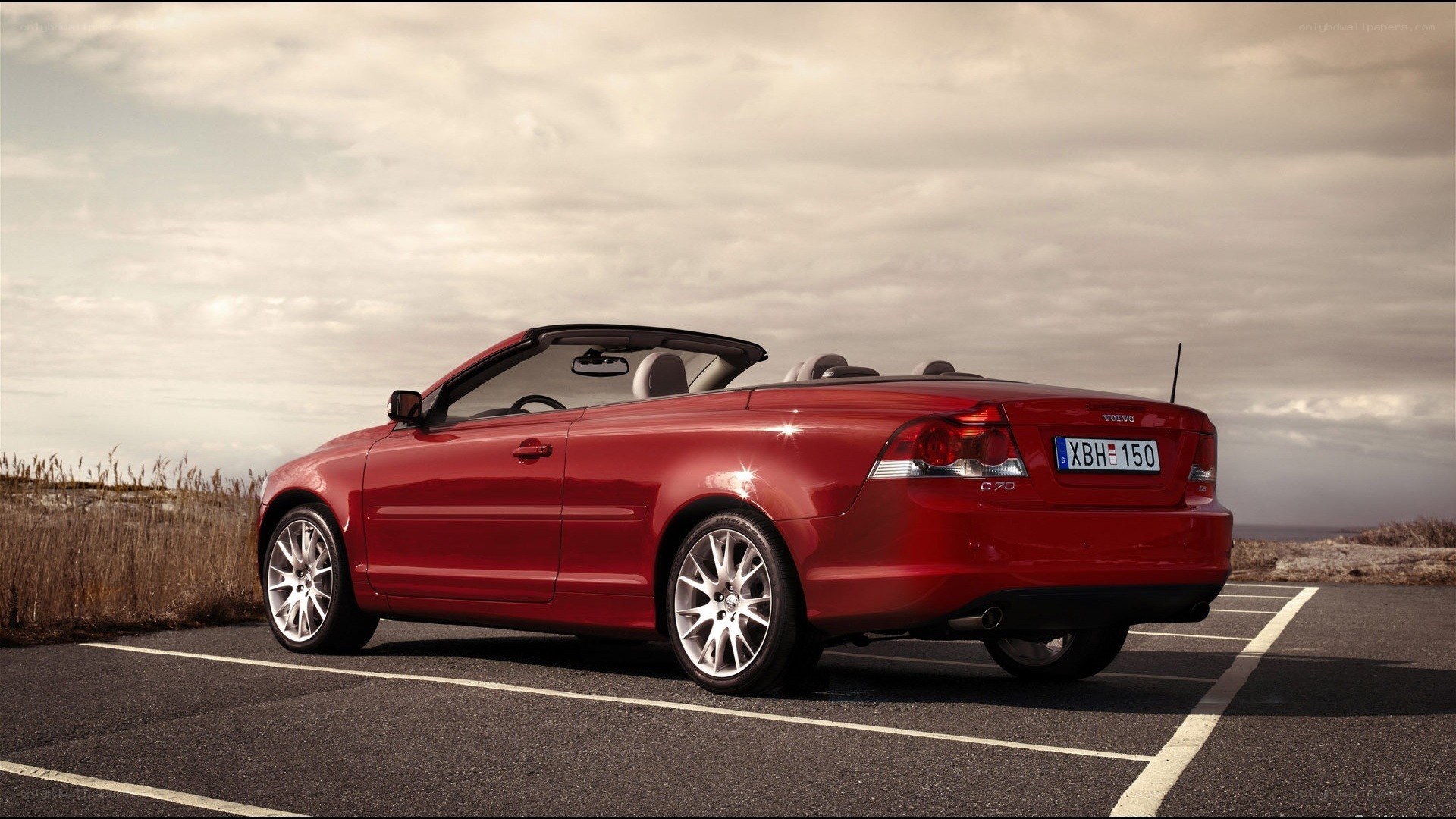 Red Volvo C70 convertible
