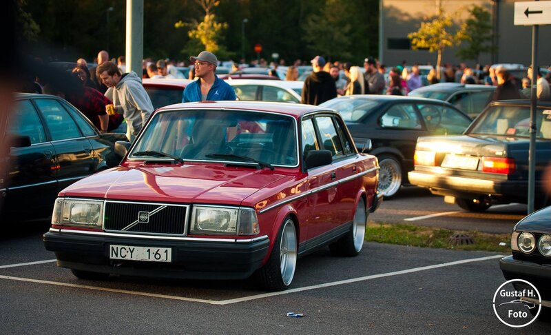Red Volvo Sedan — Dramatic, Sunset