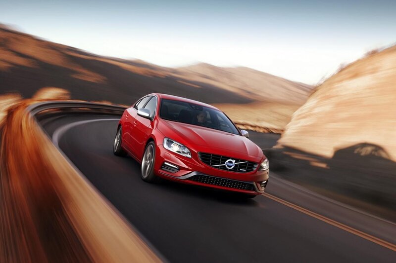 Red Volvo Sedan — Dynamic, Afternoon