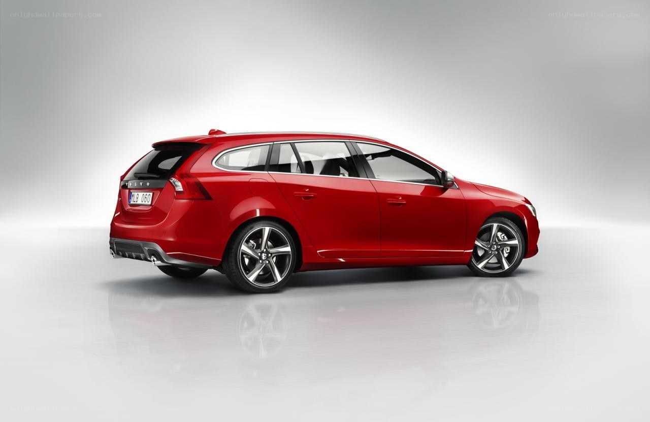 Red Volvo V60 station wagon