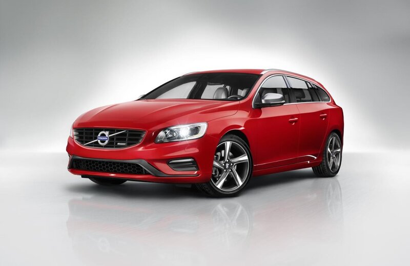 Red Volvo V60 station wagon