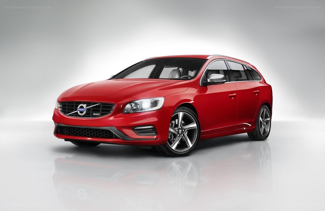 Red Volvo V60 station wagon
