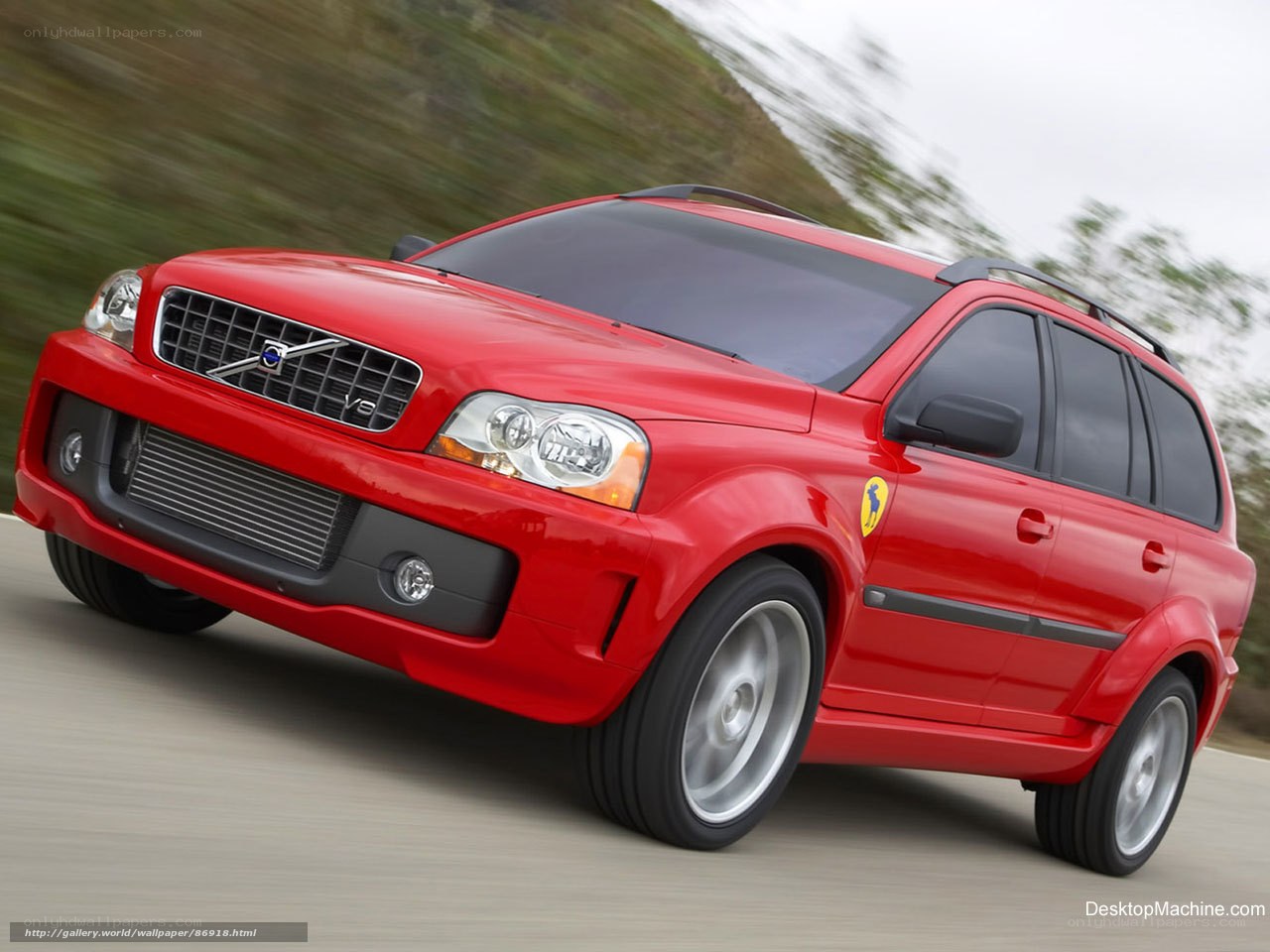 red volvo xc90 in motion