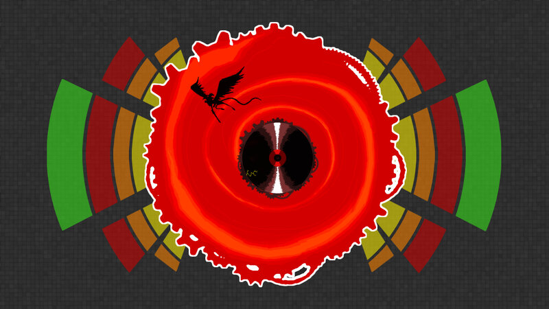 red vortex with bird silhouette