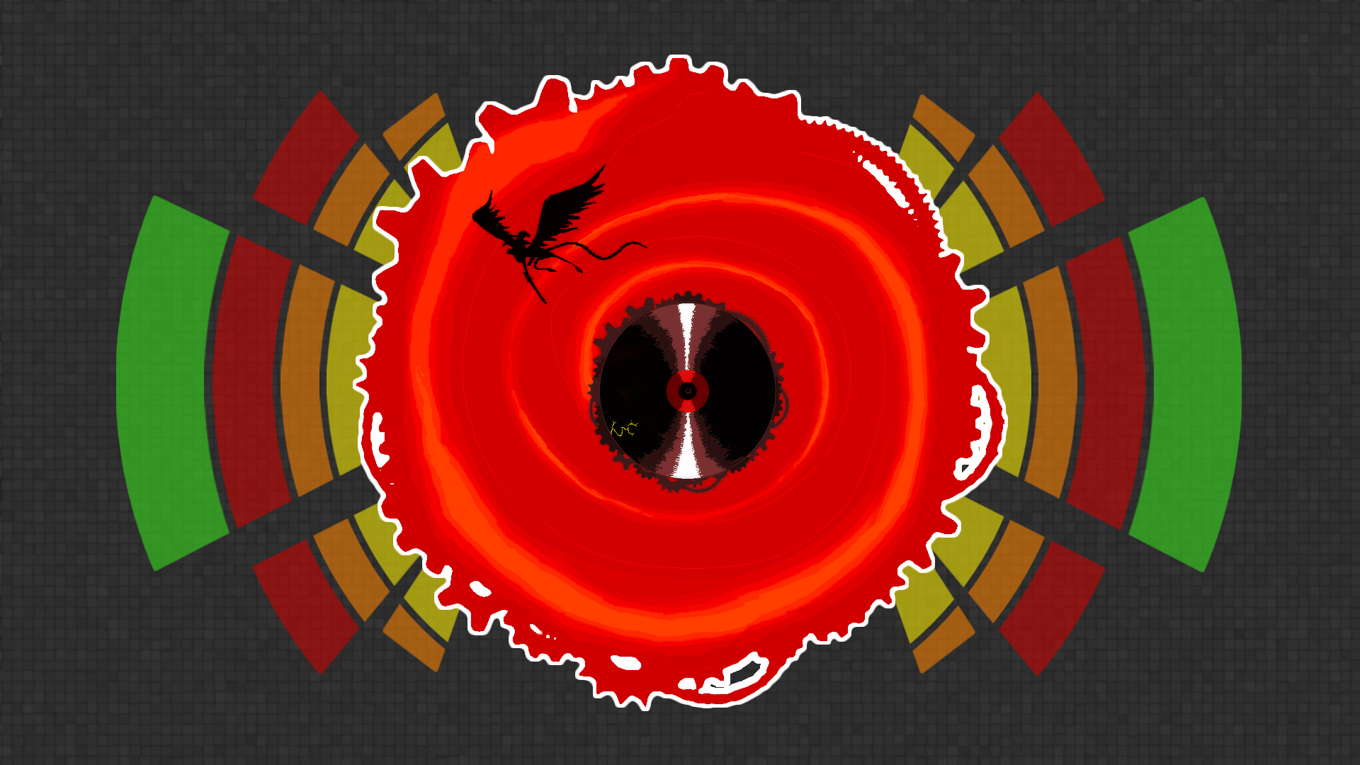 red vortex with bird silhouette