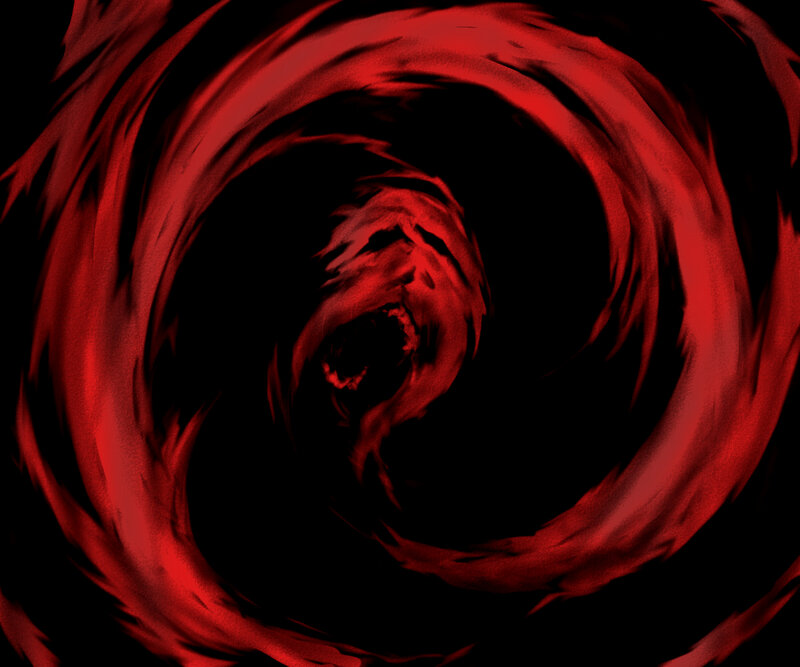 red vortex with face
