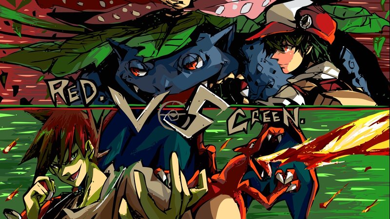 Red vs Green battle art
