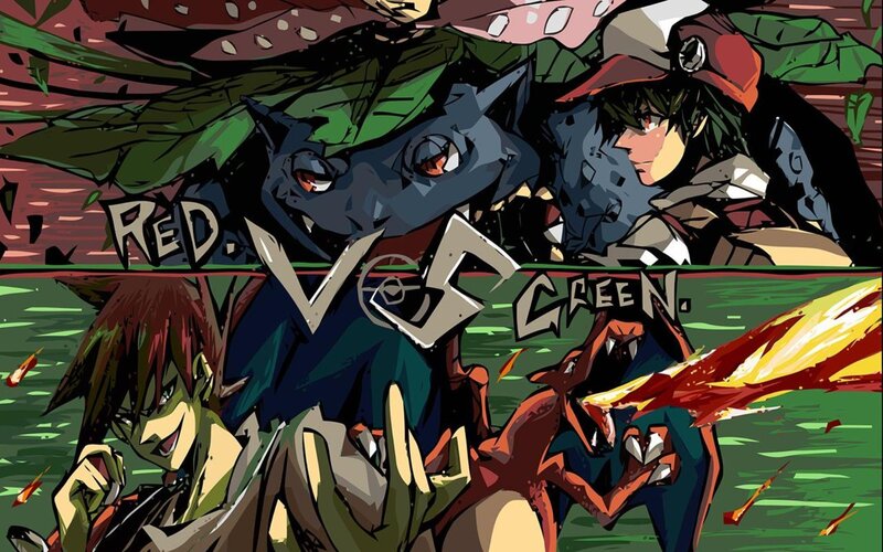Red vs Green Pokemon Battle