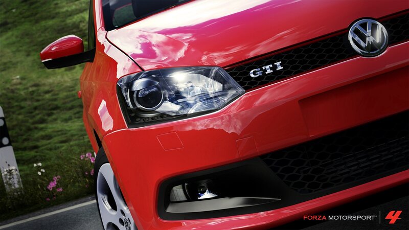 Red VW GTI front view