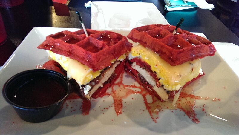 Red Waffle Sandwich