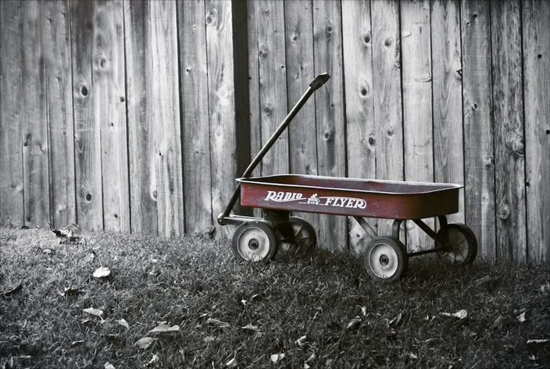 Red Wagon on Grass
