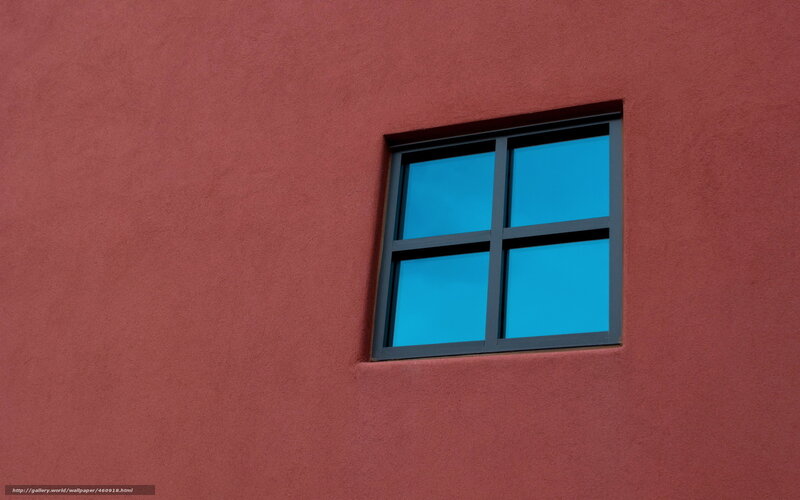 Red wall with blue window