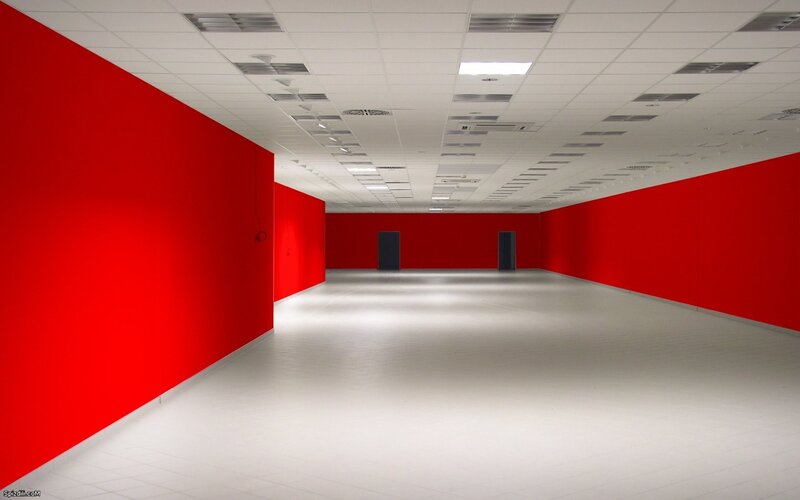Red-walled empty room