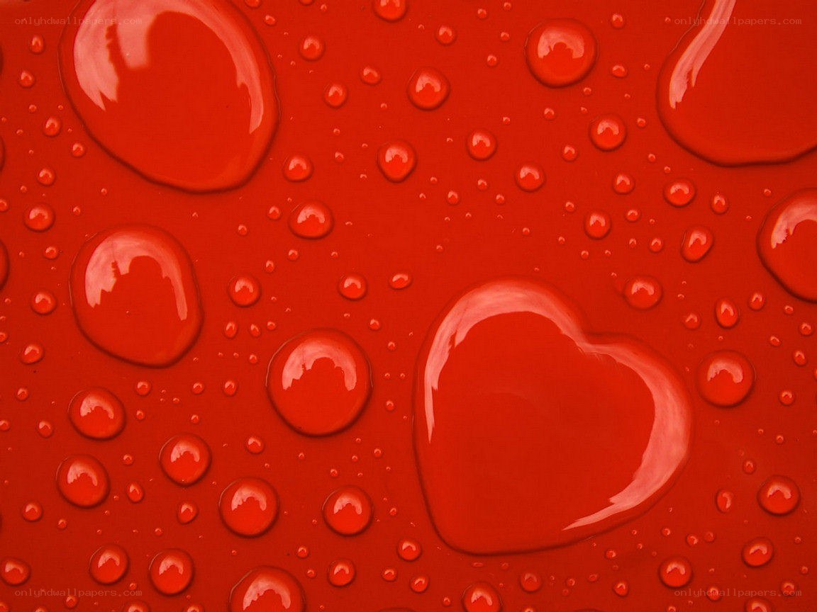 red water droplets on surface