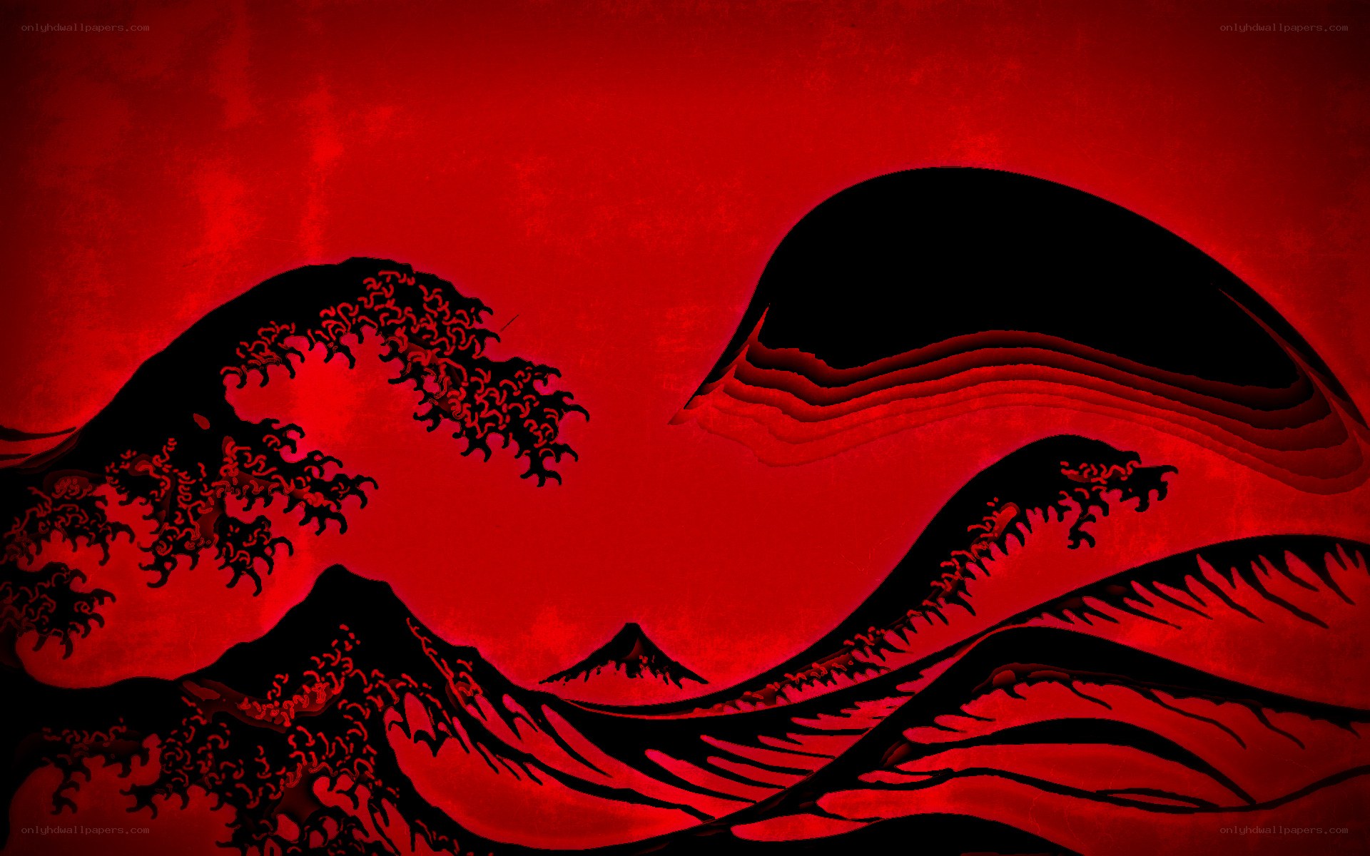 Red wave art illustration