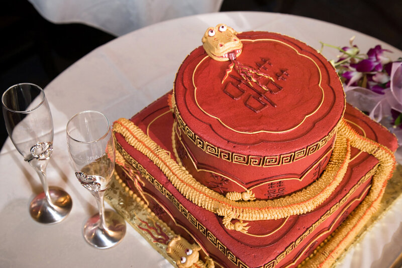 Red Wedding Cake with Dragon