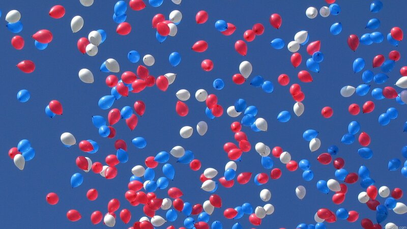 Red, white, and blue balloons