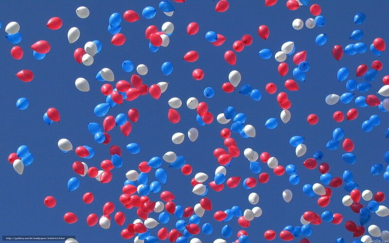 Red, white, and blue balloons
