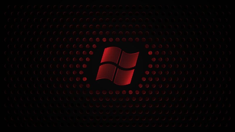 red windows logo on black