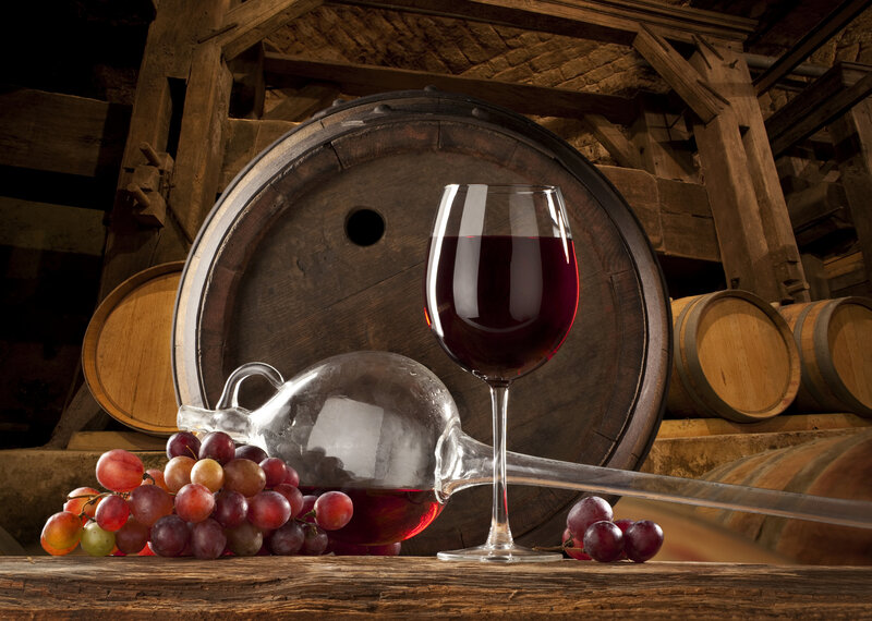 Red Wine and Grapes — Brown