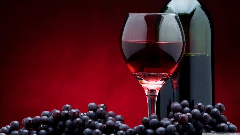 Red Wine and Grapes — Dramatic, Photograph