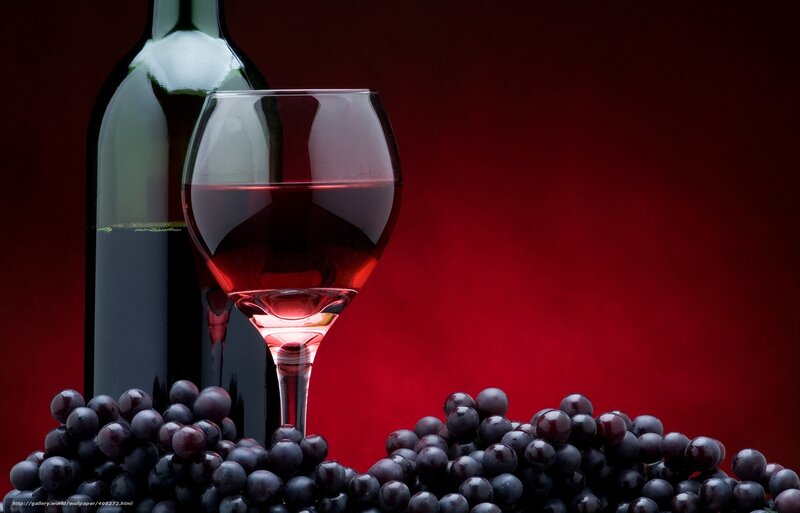 Red Wine and Grapes — Dramatic, Photograph, Wine Bottle, Glass