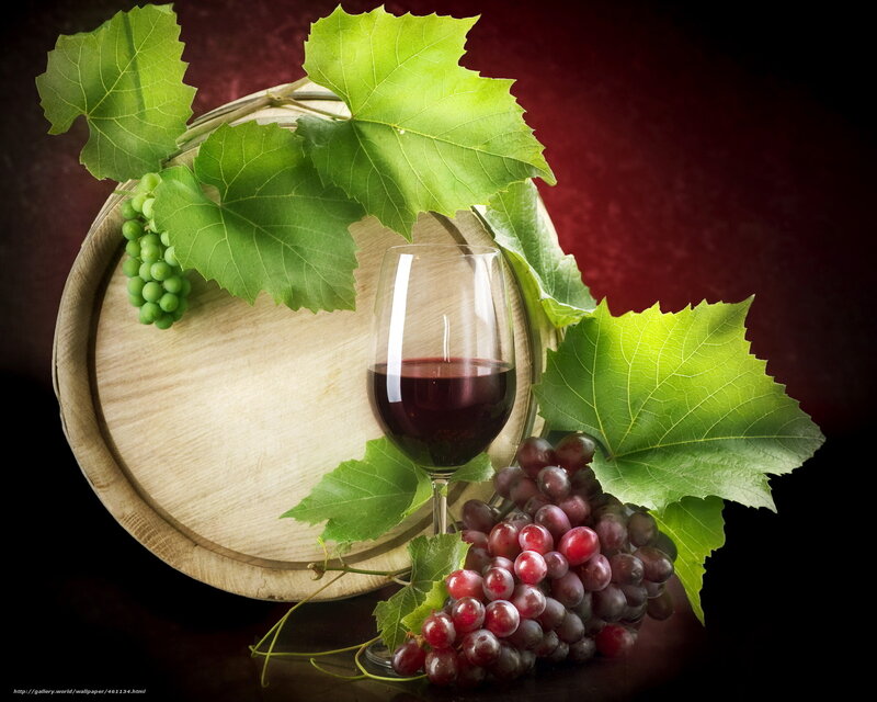 Red Wine and Grapes — Green, Dramatic, Photograph