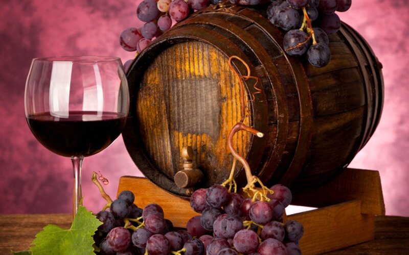 Red Wine and Grapes — Purple
