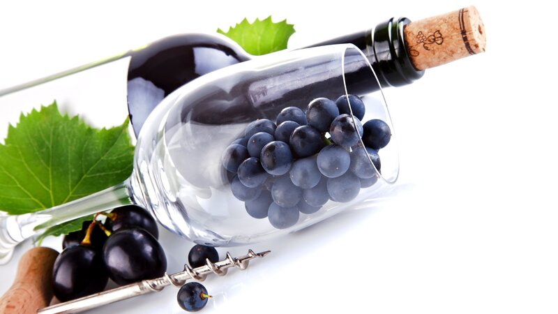 Red Wine and Grapes — White, Clean