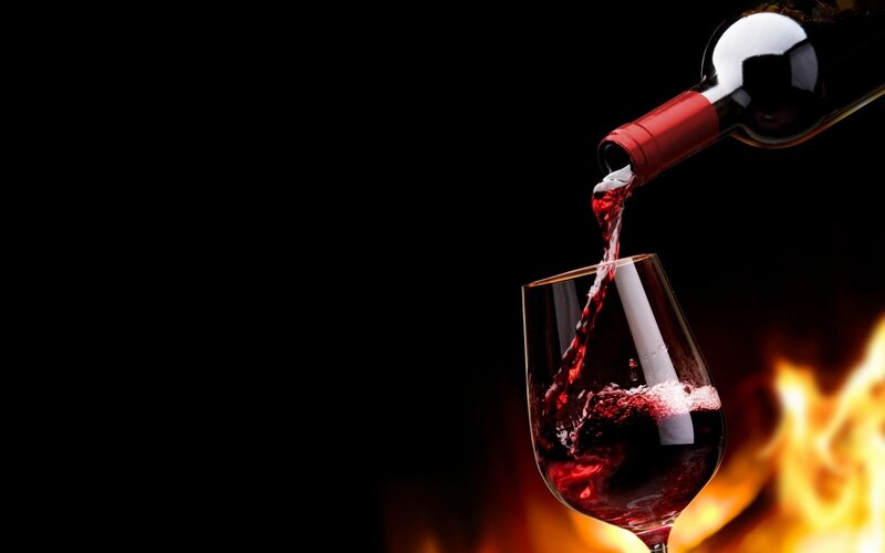 Red Wine Being Poured — Black, Dramatic, Night