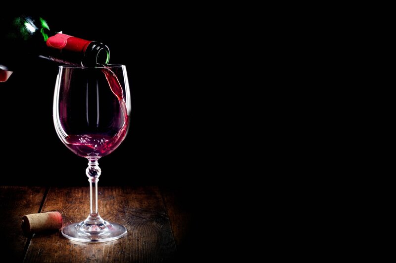 Red Wine Being Poured — Black, Dramatic, Photograph