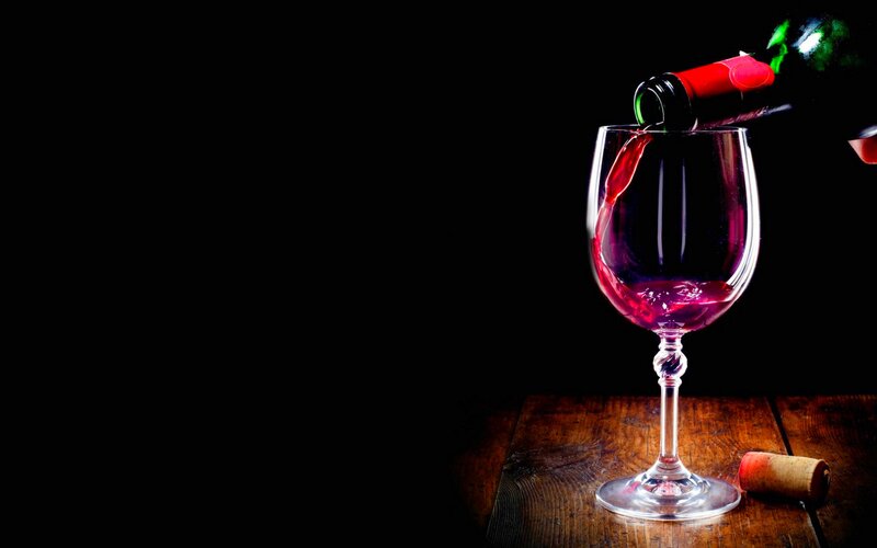 Red Wine Being Poured — Black, Dramatic