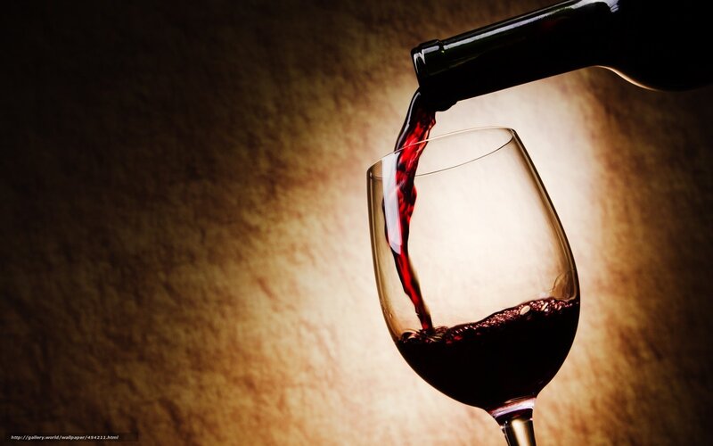 Red Wine Being Poured — Dramatic, Photograph, Wine Bottle, Wine Glass