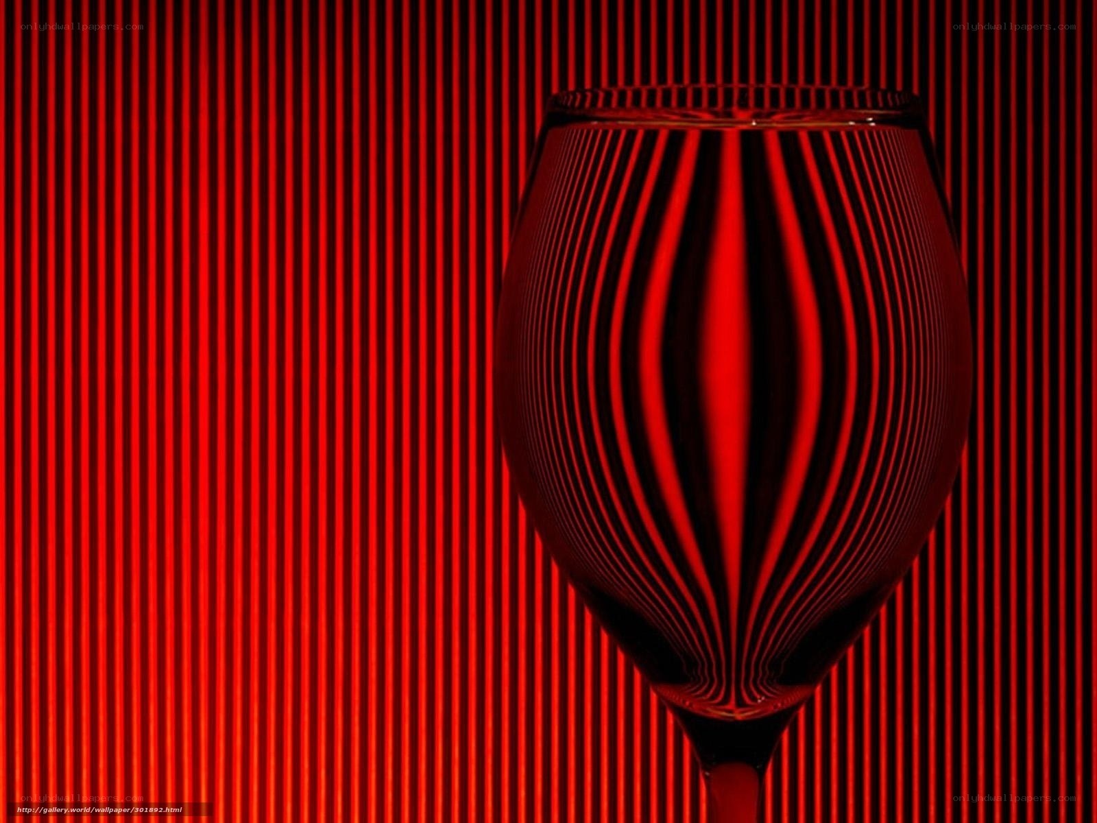 Red wine glass on striped background