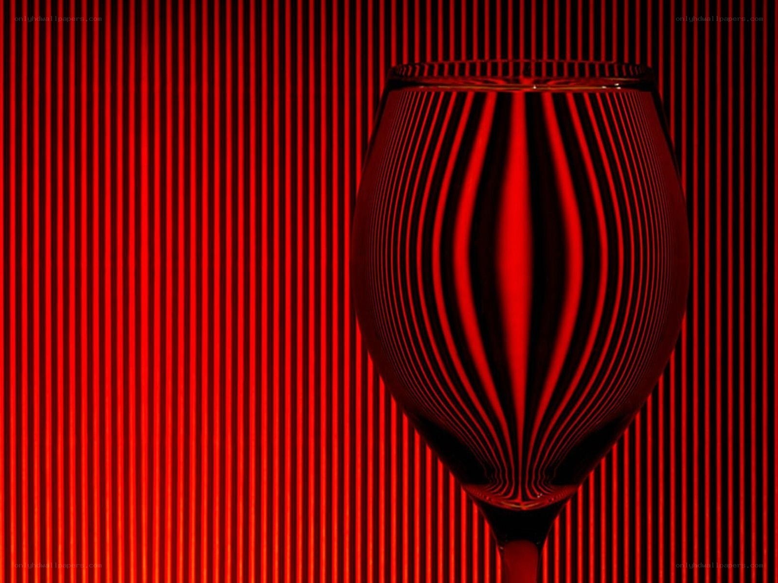 Red wine glass with striped pattern