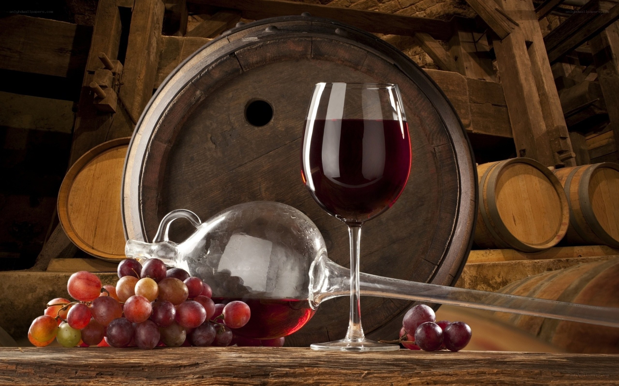 Red wine in a barrel cellar