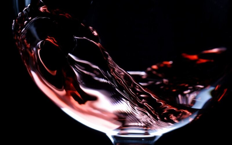 Red Wine in Glass — Black, Dramatic, Photograph