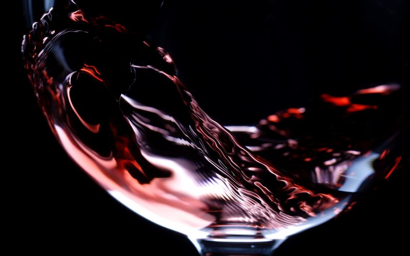 Red Wine in Glass — Black, Dramatic