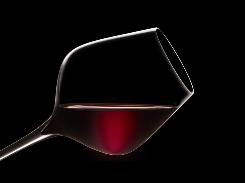 Red Wine in Glass — Black