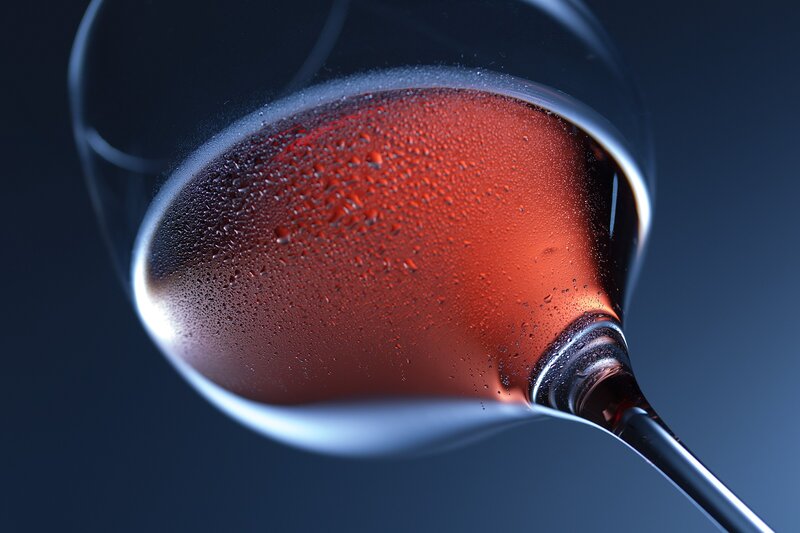 Red Wine in Glass — Dramatic, Photograph, Condensation