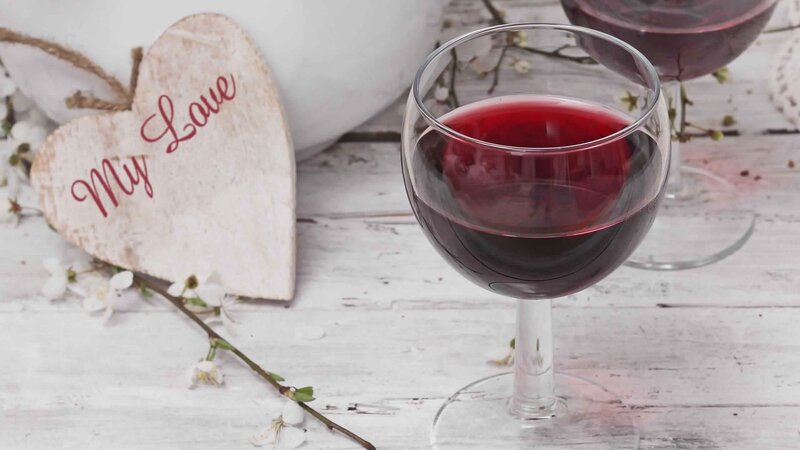 Red Wine in Glass — White, Romantic