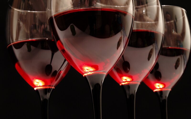 Red Wine in Glasses — Dramatic
