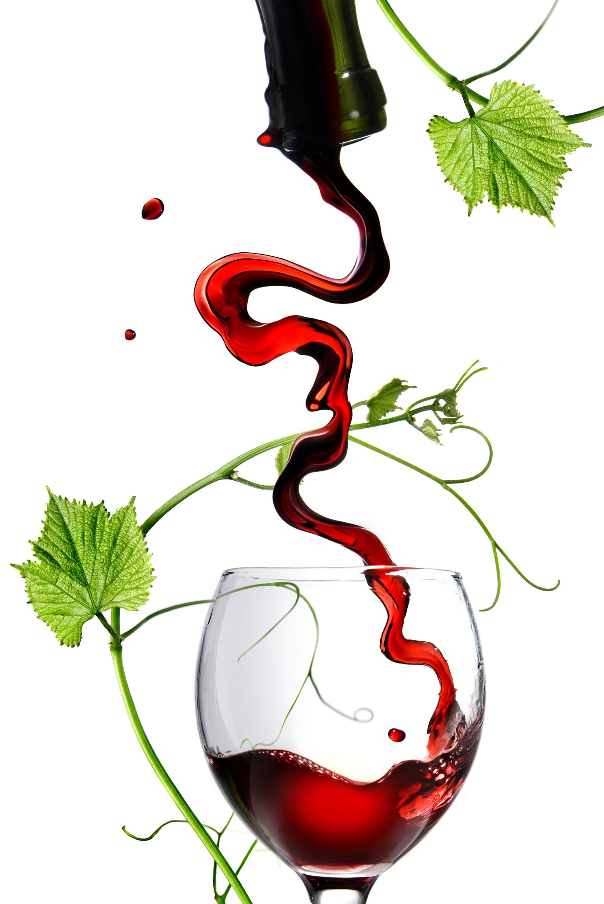 Red wine pouring into glass