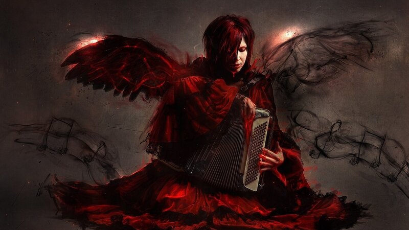 Red-winged Angel Playing Accordion
